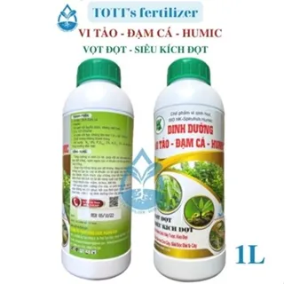 Chế phẩm sinh học dinh dưỡng vi tảo - đạm cá - humic siêu kích đọt, vọt đọt chai 1 Lít TOTT's fertilizer