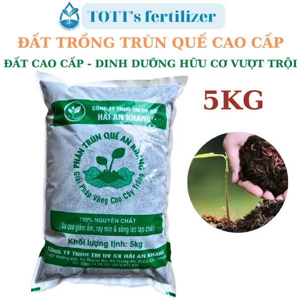 Đất trồng rau, cây cảnh, phân trùn quế bao 5kg TOTT's fertilizer
