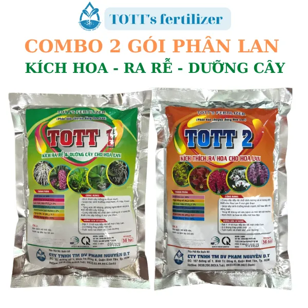 (combo 2 gói) Phân bón hoa lan kích thích ra hoa và dưỡng cây ra rể tan chậm TOTT's fertilizer