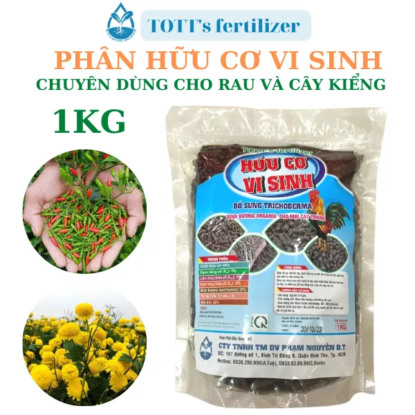 Phân Gà Hữu Cơ Hàng Nhập Khẩu Dùng Cho Rau, Cây Ăn Trái Và Cây Kiểng Trong Nhà Gói 1kg TOTT's fertilizer