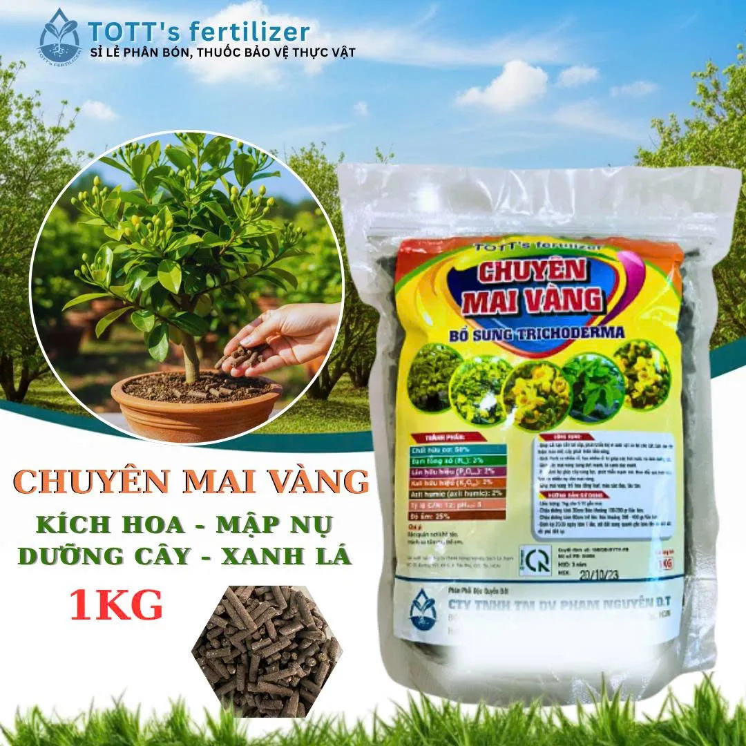 Phân Bón Mai bổ sung tricoderma chuyên dùng cho cây mai gói 1kg TOTT's Fertilizer