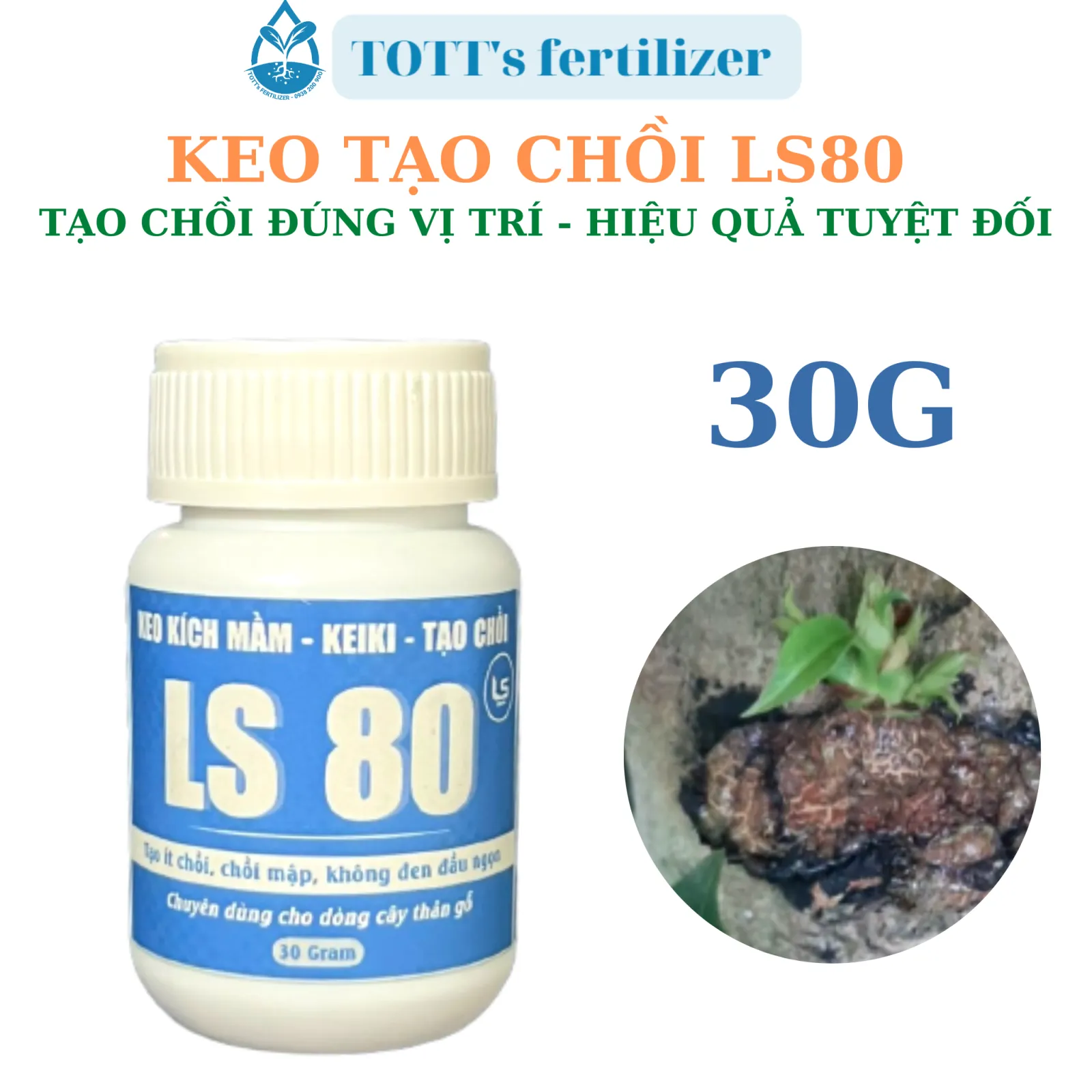 Keo Kích Mầm, Kích Chồi LS 80 – Keo Kích Chồi Bôi Ở Đâu, Ra Chồi Ở Đó – Hũ 30Gr