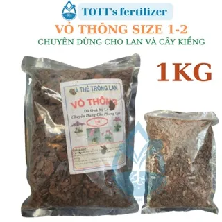 Vỏ thông đã qua xử lý size 1-2 gói 1kg - Giá thể vỏ thông trồng Phong Lan - Giá thể trồng Lan TOTT's fertilizer