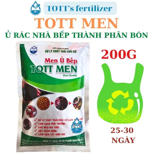 Men ủ rác nhà bếp, nấm trichoderma biến rác thành phân bón gói 200g TOTT's fertilizer