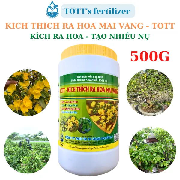 Phân Bón Siêu Lân 10-55-10+TE - Kích ra hoa mai vàng - Siêu tạo nụ - hũ 500gr TOTT's fertilizer