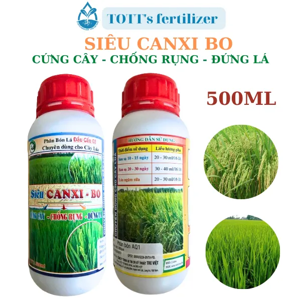 Siêu canxi bo cứng cây, chống rụng, đứng lá chuyên cho lúa chai 500ml TOTT's fertilizer