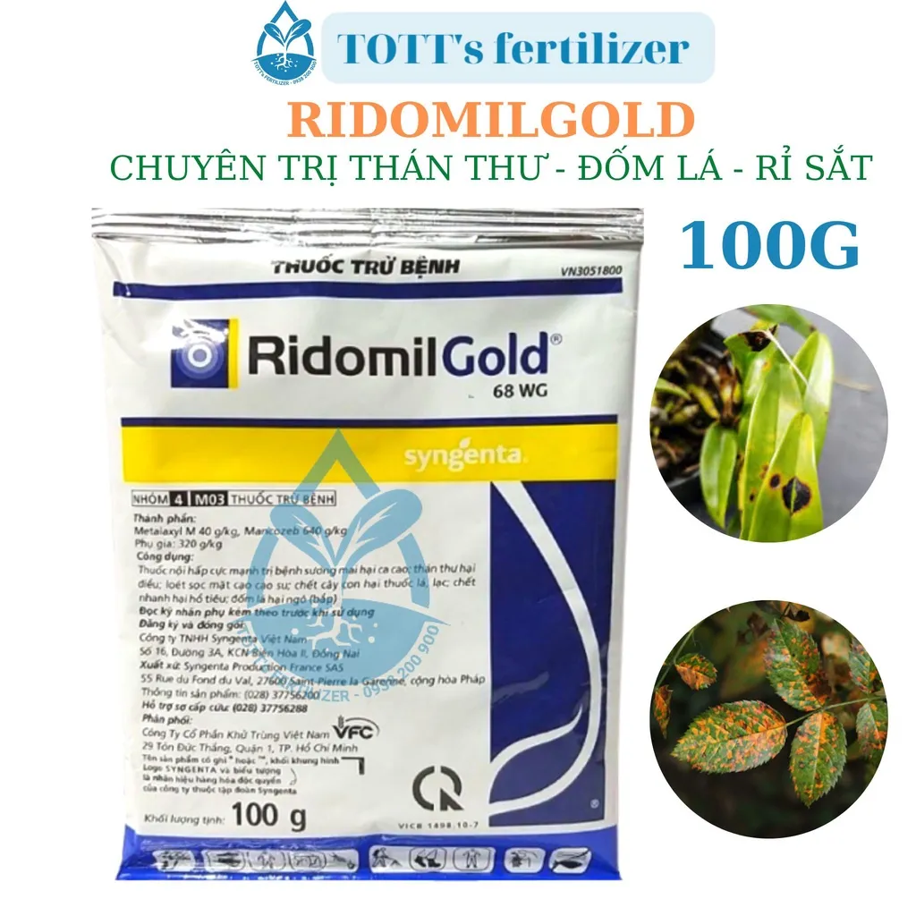 Thuốc Trị Bệnh Nấm RiDOMILGOLD Cho Lan - Hoa Hồng - Mai Vàng  - Nấm Thán Thư Rỉ Sắt - Đốm Lá