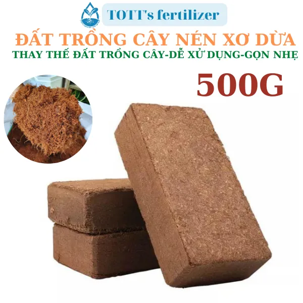 Viên nén viên xơ dừa 500g, đất sạch hữu cơ vi sinh, đất trồng cây TOTT’s fertilizer